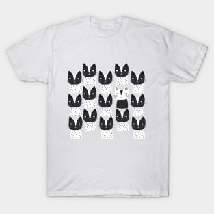 Black and White Cat Pattern T-Shirt